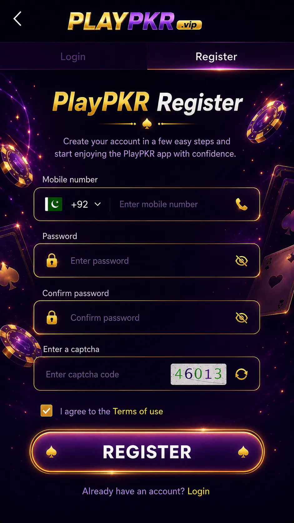 اپنا PlayPKR اکاؤنٹ بنائیں